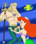  aquaman bad_guy bad_guy_(artist) crossover dc dcau disney fish flounder penis_grab princess_ariel seashell_bra the_little_mermaid trident 