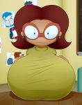 big_breasts breasts brown_eyes brown_hair brown_skin chalkzone female glasses penny_sanchez slickehedge solo 