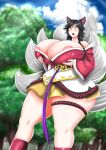 ahri ahri_(league_of_legends) black_hair escapefromexpansion fox_ears fox_girl fox_tail gigantic_ass gigantic_breasts hourglass_figure league_of_legends yellow_eyes