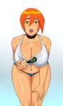  1girl 1girl alternate_version_available ben_10 big_breasts big_breasts breasts cartoon_network choker cleavage clothed_female donchibi female_focus female_only future_gwen green_eyes gwen_tennyson lipstick looking_at_viewer mature mature_female orange_hair panties short_hair solo_female solo_focus tagme thighs wide_hips 