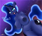  1_female 1_girl 1girl anthro anthrofied big_breasts breasts dialogue equid female female_anthro female_only friendship_is_magic furry genitals hasbro horn huge_breasts looking_at_viewer mammal my_little_pony n0nnny nude princess_luna princess_luna_(mlp) pussy standing tail winged_unicorn wings 