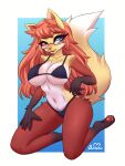  big_ass big_breasts bikini buutymon cute delphox fox milf red_fur red_hair yellow_fur 
