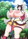 ahri ahri_(league_of_legends) black_hair escapefromexpansion fox_ears fox_girl fox_tail fucked_silly gigantic_ass gigantic_breasts hourglass_figure league_of_legends yellow_eyes
