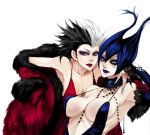  101_dalmatians breasts cleavage crossover cruella_de_vil disney maleficent sleeping_beauty white_background witch 