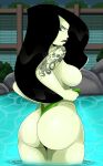  1girl ass bare_shoulders bathhouse big_ass big_breasts black_hair black_lipstick breasts bubble_ass bubble_butt disney disney_channel female_only green_eyes green_skin green_swimsuit high_res kim_possible large_ass lipstick long_hair looking_back looking_down night nipples nude nude_female outside sexy sexy_ass sexy_body sexy_breasts sexy_pose shego skull_tattoo solo_female sonson-sensei standing standing_in_water swimsuit taking_clothes_off tattoo tattooed_arm thick_thighs thigh_gap water wet wet_body wet_hair wide_hips 