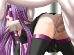  1girl all_fours artist_request ass beastiality bent_over blindfold breasts censored doggystyle fate/stay_night fate_(series) from_behind horse huge_penis large_penetration legwear long_hair open_mouth penis purple_hair pussy rider sex stockings stomach_bulge thighhighs vaginal 