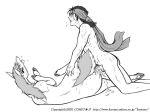  1boy ass bandanna blush dr_comet furry hooves horse interspecies kemono man_on_animal man_on_horse mare_(horse) monochrome penis pussy_juice sex spooning tail uncensored vaginal 