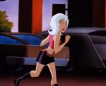  batman_(series) batman_beyond bobbi_blade_sommer clothed clothed_female clothing dc_comics dcau female female_only high_heels running skirt solo_female white_hair 