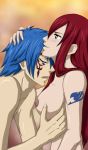  blue_eyes breasts censored erza_scarlet fairy_tail jellal_fernandes nude red_hair 