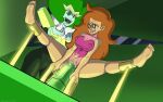  1girl 2_girls cartoon_network emerald_(steven_universe) female_only fucking_machine gaping gaping_pussy large_insertion martha_barriga milf nipples_visible_through_clothing sex_machine steven_universe therammerscafe tongue_out 