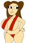 belly_button big_ass dwarf_female massive_breasts metalpipe55_(artist) nicole_cautivo original red_bikini smaller_female white_background