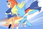 drantyno flying friendship_is_magic human humanized my_little_pony not_furry rainbow_dash shoes skirt spitfire underwear upskirt wings wonderbolts_(mlp) young