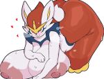  &lt;3 1girl areolae big_ass big_breasts breasts cinderace female_only furry hand_on_breast heart huge_ass huge_breasts long_ears looking_at_viewer nipples pokemon rabbit red_eyes roblofanflation simple_background sirevisconde smile solo steam sweat sweatdrop tail white_background 