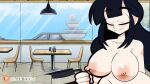  1girl animated audrey_(hagen_toons) big_breasts bouncing_breasts coffee hagen_toons hagen_toons_(original_series) happy huge_breasts mouth_open no_sound nude nude_female open_mouth roblofanflation smiling waving webm yellow_eyes 