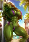 1girl abs armpit beach belly_button big_breasts big_thighs bikini breasts closed_eyes clothed clothed_female comic_book_character female_focus female_only hand_on_breast high_res jennifer_walters long_hair looking_pleasured marvel marvel_comics mature mature_female micro_bikini muscular muscular_female outside patreon patreon_paid patreon_reward pussy_hair sexy she-hulk showering solo_female solo_focus straight_hair suggestive superhero superheroine tagme tessreidex thick_thighs thong_bikini water wet wet_body wet_skin