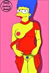  badbonkingbunny dress_lift marge_simpson no_panties one_breast_out pubic_hair pussy the_simpsons thighs 