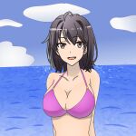  1girl alluring big_breasts bikini cleavage ocean sea yahari_ore_no_seishun_lovecome_wa_machigatteiru. yukinoshita_haruno 枡久野恭(ますくのきょー) 
