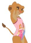 beauty_and_the_beast crossover cub cute disney feline female flat_chest human leotard lion preteen princess_aurora princess_belle sleeping_beauty small_breasts solo teen the_lion_king tlk92024 vitani white_background young
