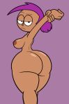 1girl areola arms_behind_head arms_up ass back back_view badguynek big_ass big_breasts breasts brown_nipples cartoon_network color colored curvaceous curvy curvy_body curvy_female curvy_figure dark-skinned_female dark_skin enid_mettle eye_contact female_focus female_only frown hips huge_hips large_ass legs looking_at_viewer looking_back looking_back_at_viewer medium_hair nipples ok_k.o.!_let&#039;s_be_heroes plain_background ponytail pose posing purple_hair rear_view sideboob simple_background small_waist solo_female solo_focus stretching thick_thighs thighs thin_waist unamused unhappy unhappy_female voluptuous wide_hips