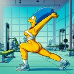  ai_generated arms_up ass breasts exercise gym marge_simpson the_simpsons thighs 
