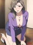 1_female 1girl 1girl 1girl ai_generated breasts business_suit chibo cjin female_focus female_human female_only female_solo fujino_ninno heeled_shoes heels_only high_heels high_heels long_hair mature mature_female mature_woman milf milf mom mommy mother_knows_breast necklace shirt shoes skirt tank_top