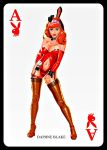  breasts bunnysuit daphne_blake hairband high_heels playboy_logo playing_card red_hair redhead scooby-doo stockings tagme 