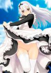  1girl anime maid pussy skirt white_hair 