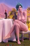  1girl 1girl 1girl 3d areola barefoot blender_(software) blizzard_entertainment blue_hair breasts feet female_only forceballfx high_resolution looking_at_viewer mercy_(overwatch) nipples overwatch purple_toenails toes 