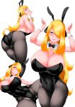  1girl 1girl ass big_ass big_ass big_breasts big_breasts blonde_hair breasts bunny_ears bunnysuit clothed_female cynthia_(pokemon) female_focus female_only huge_breasts leotard long_hair mature mature_female nintendo pantyhose pokemon pokemon_dppt solo_female solo_focus tagme thick_thighs toba_tsutsumi video_game_character video_game_franchise white_background 