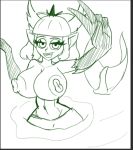 1girl bare_shoulders big_breasts breast disney disney_channel disney_xd female fins fusion grin hekapoo horn horns jackie_lynn_thomas meltedmolten mermaid mermaid_tail monochrome monster monster_girl need_color short_hair smiling_at_viewer solo solo_female star_vs_the_forces_of_evil uncolored v