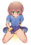  1girl aile blush breasts brown_eyes gloves green_eyes looking_at_viewer mega_man mega_man_zx megaman megaman_zx peeing pussy rockman rockman_zx sketch small_breasts swimsuit_aside tears uncensored white_background 