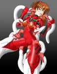 1_girl 1girl a10_nerve_clips asuka_langley_souryuu blue_eyes breasts clothed clothed_female eyebrows_visible_through_hair female female_human human licking licking_breasts long_hair long_red_hair mass_production_eva monster neon_genesis_evangelion one_eye_closed plugsuit red_hair redhead saliva 
