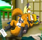  brother canine cum cum_inside female fox furry hetero incest kitsune kitsune_youkai male multiple_tails outside pussy sex sister tail 
