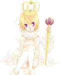 1girl crown female_only looking_at_viewer pussy shugo_chara sitting staff tadase_hotori topless_female white_background