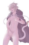 1boy animal_ears cape cat_ears cat_tail konoe_(lamento) lamento looking_at_viewer male_focus nipples penis red_eyes solo tail tongue white_hair yuri