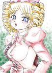 big_breasts blonde_hair blue_eyes blushing corset gaap inu_(artist) no_bra pink_dress sideboob umineko_no_naku_koro_ni