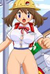 bottomless breasts erect_nipples hairless_pussy huge_breasts may_(pokemon) pokemon pussy