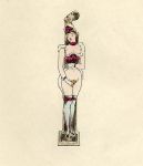  18th_century_erotic_alphabet 1_female 1_female_human 1_human 1girl alphabet bottomless breasts female_human human i_(letter) inanimate joseph_apoux letter pubic_hair standing stockings 