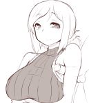  1boy 1girl armpit_sex bare_shoulders breast_hold breasts erection large_breasts moisture_(chichi) monochrome penis ponytail see-through short_hair short_ponytail sketch uncensored 