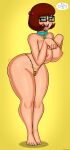  1girl 1girl areola big_breasts blush breasts breasts_out clothed_female collar drunkavocado female_focus female_only glasses hanna-barbera high_res huge_breasts looking_at_viewer mostly_nude nipples no_bra open_mouth petplay scooby-doo short_hair simple_background solo_female solo_focus tagme teen thick_thighs tongue tongue_out velma_dinkley wide_hips 