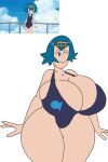  big_breasts bikini blue_eyes blue_hair lana_(pokemon) massive_breasts metalpipe55_(artist) pokemon pokemon_(anime) pokemon_(game) simple_background 