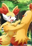  1boy 1girl bbmbbf beak claws combusken cum cum_inside fennekin forest male/female male_pokemon/female_pokemon nintendo palcomix penis penis_in_pussy pokemon pokepornlive pussy_juice rape red_eyes sex size_difference vaginal vaginal_penetration yellow_feathers yellow_fur 