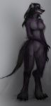  black black_hair breasts canine chest_tuft claws darkness female hair long_hair looking_at_viewer monster nikova purple purple_eyes rape_face solo sparrow standing teeth 