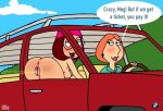 blushing breasts dialogue erection family_guy lois_griffin meg_griffin nude_female piss pissing puffy_pussy red_anus uso_(artist)