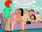  american_dad barry_robinson blushing breasts chris_griffin cum cumming dialogue erection family_guy hayley_smith lois_griffin medium_breasts meg_griffin nude_female nude_male puffy_pussy red_anus steve_smith uso_(artist) 