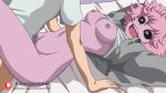  16:9_aspect_ratio animated ashido_mina bed black_sclera bottomless bouncing_breasts breasts clothed_sex happy_sex horns jacket missionary_position my_hero_academia no_audio ocarina_(artist) open_clothes open_jacket open_mouth pink_hair pink_skin sex shirt shirt_lift short_hair video webm 