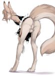  2013 anus ass bent_over canine crossdressing digitigrade fennec fox furry gay girly maid maid_uniform male perineum plain_background presenting presenting_hindquarters skirt solo testicles truegrave9 white_background 