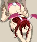  1girl animal_ears big_breasts breasts bunny_ears bunny_tail bunnysuit clenched_teeth clothed_female_nude_male erza_scarlet fairy_tail long_hair red_hair sex ttrop 