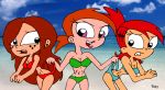 3_girls ass_crack beach bikini_pull cleavage disney earring female_only frankie_foster freckles gravity_falls older older_female rayryan rayryan_(artist) the_fairly_oddparents vicky vicky_(fop) wedgie wendy_corduroy young_adult young_adult_female young_adult_woman