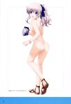  1girl blue_eyes bracelet camcorder charlotte_(anime) charlotte_illust_collection feet full_body grey_hair high_ponytail high_resolution jewelry long_hair nao_tomori nipples nude page_number photoshop ponytail ringlets sandals school_uniform sidelocks silver_hair smile tied_hair tomori_nao wavy_hair 
